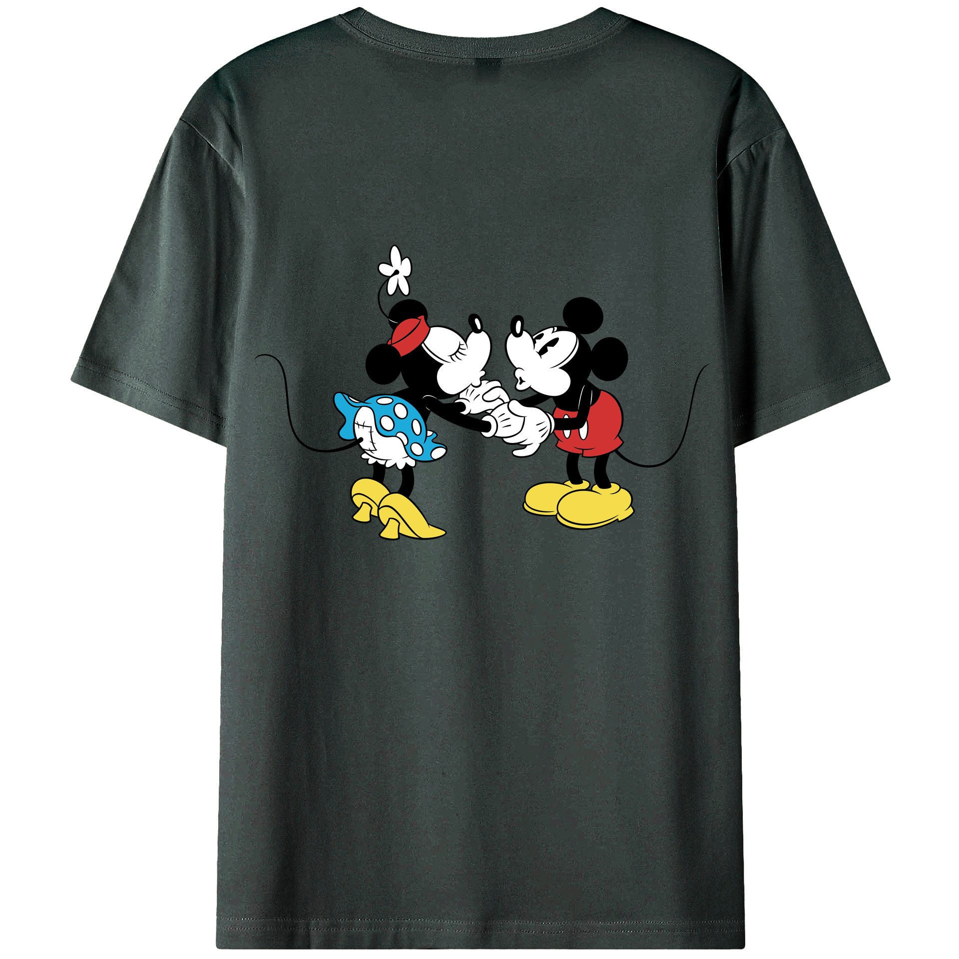 ミッキーマウス Mickey Mouse 綿100％ メンズ半袖Tシャツ（バックプリント） 通気性